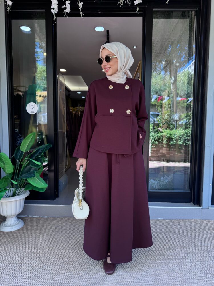 Kruveze Ceketli Klos Etekli Oys Takım-Bordo