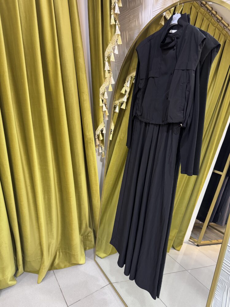 Yelekli Elbise Takım-Siyah